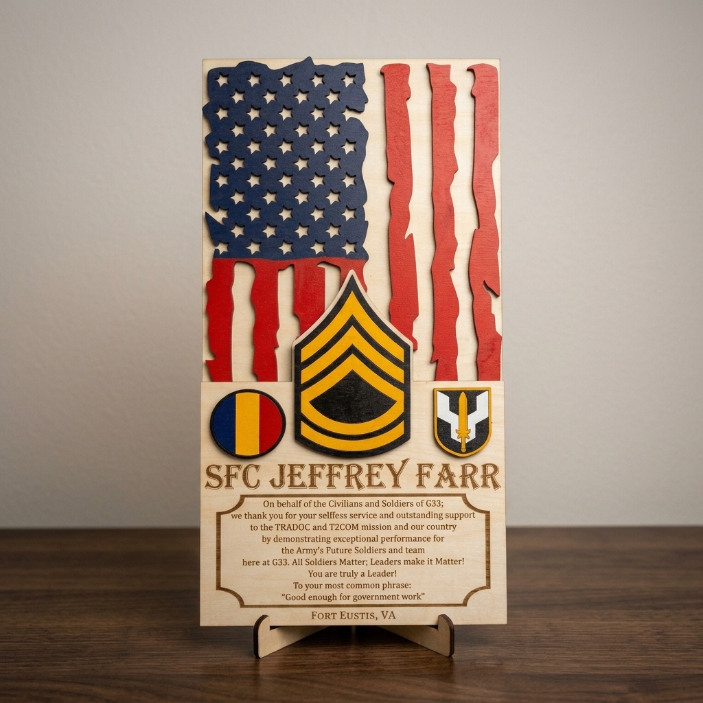 American flag retirement recognition plaque