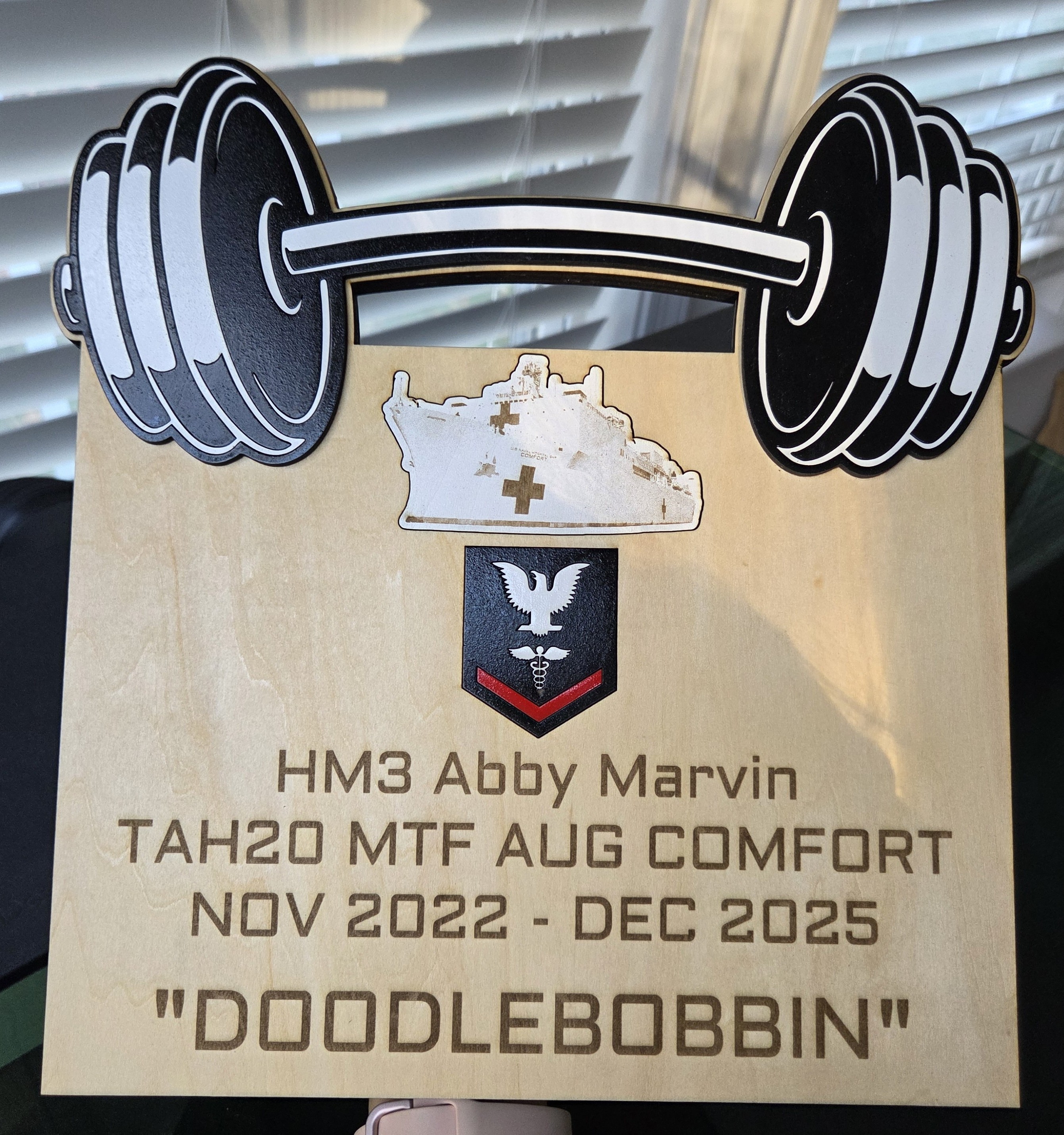Navy weightlifting recognition plaque