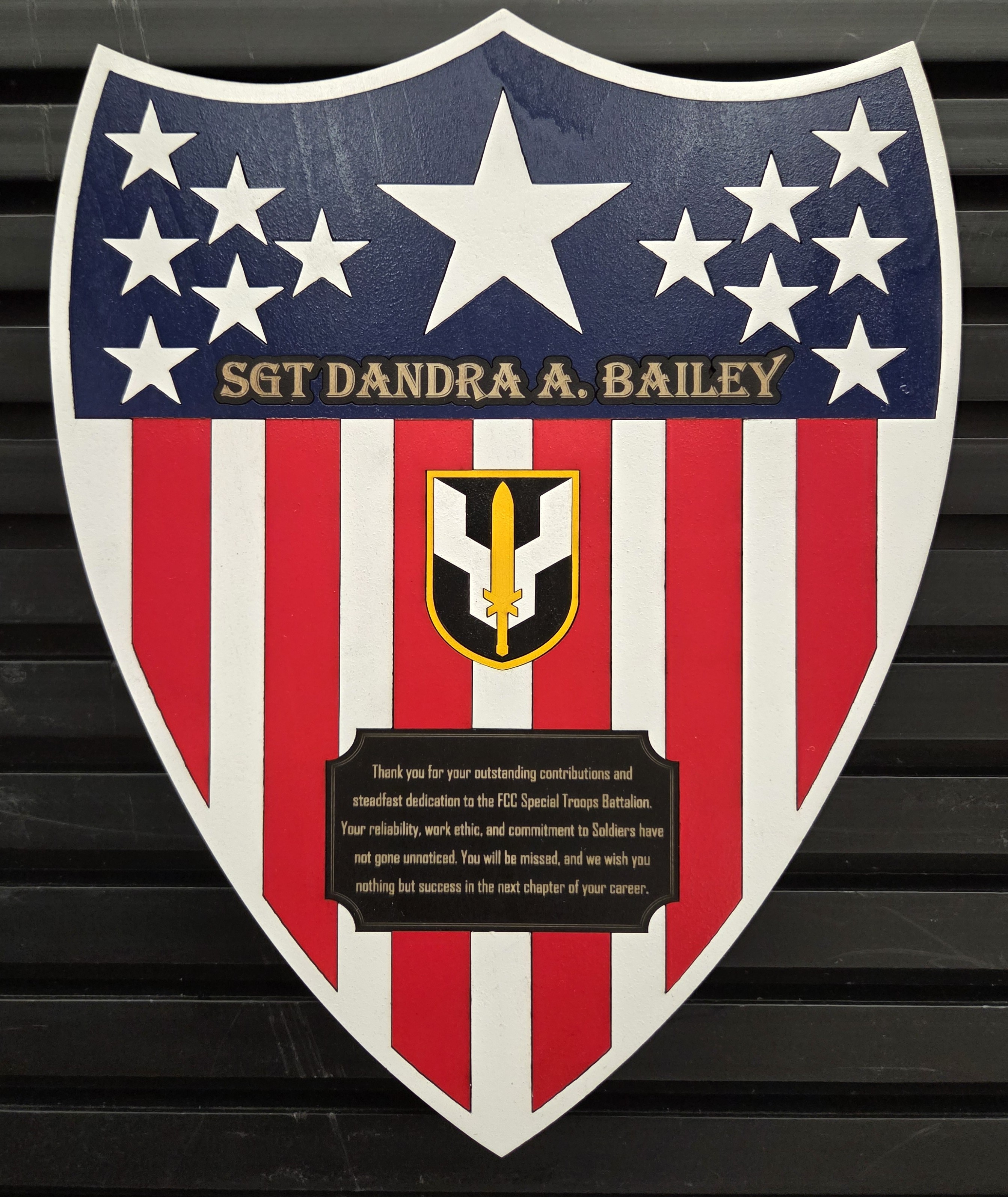 Patriotic shield recognition plaque