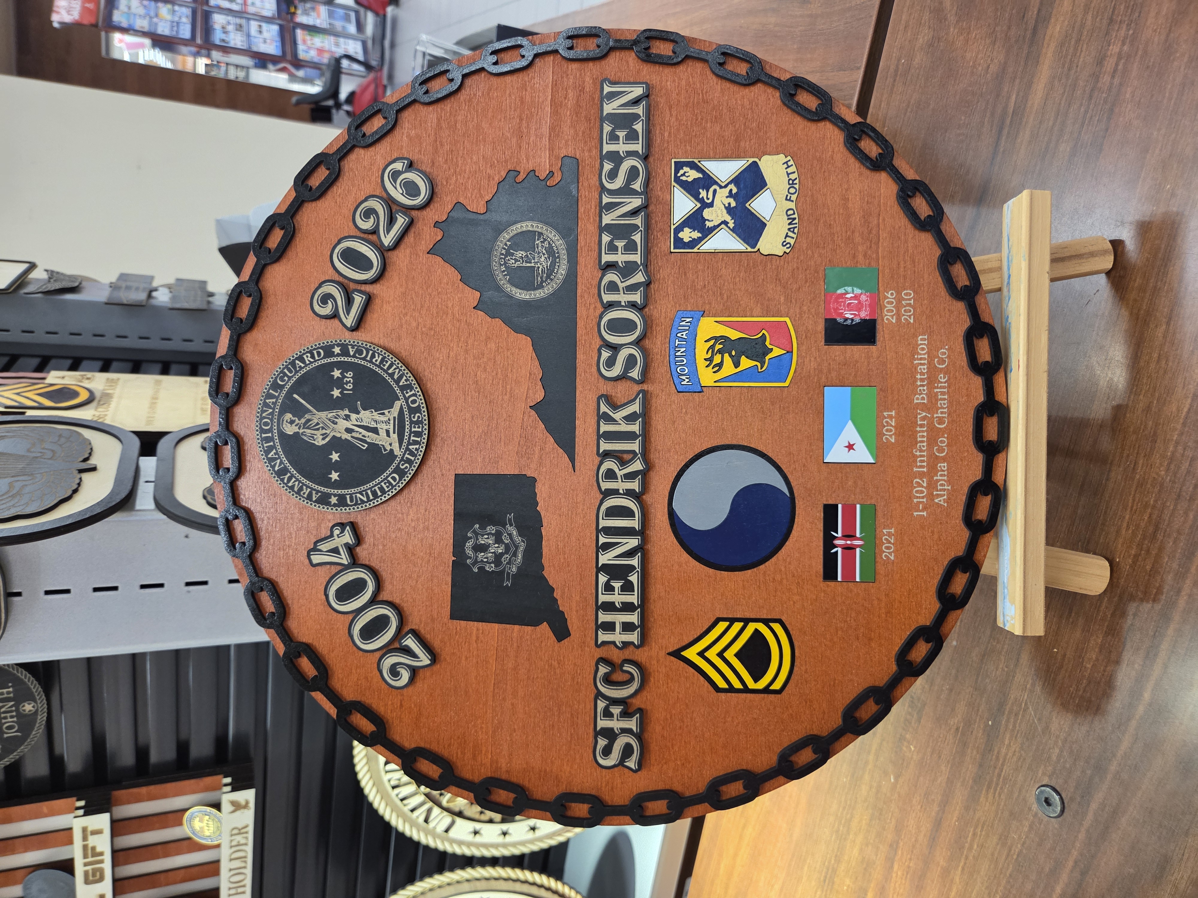 National Guard career recognition plaque