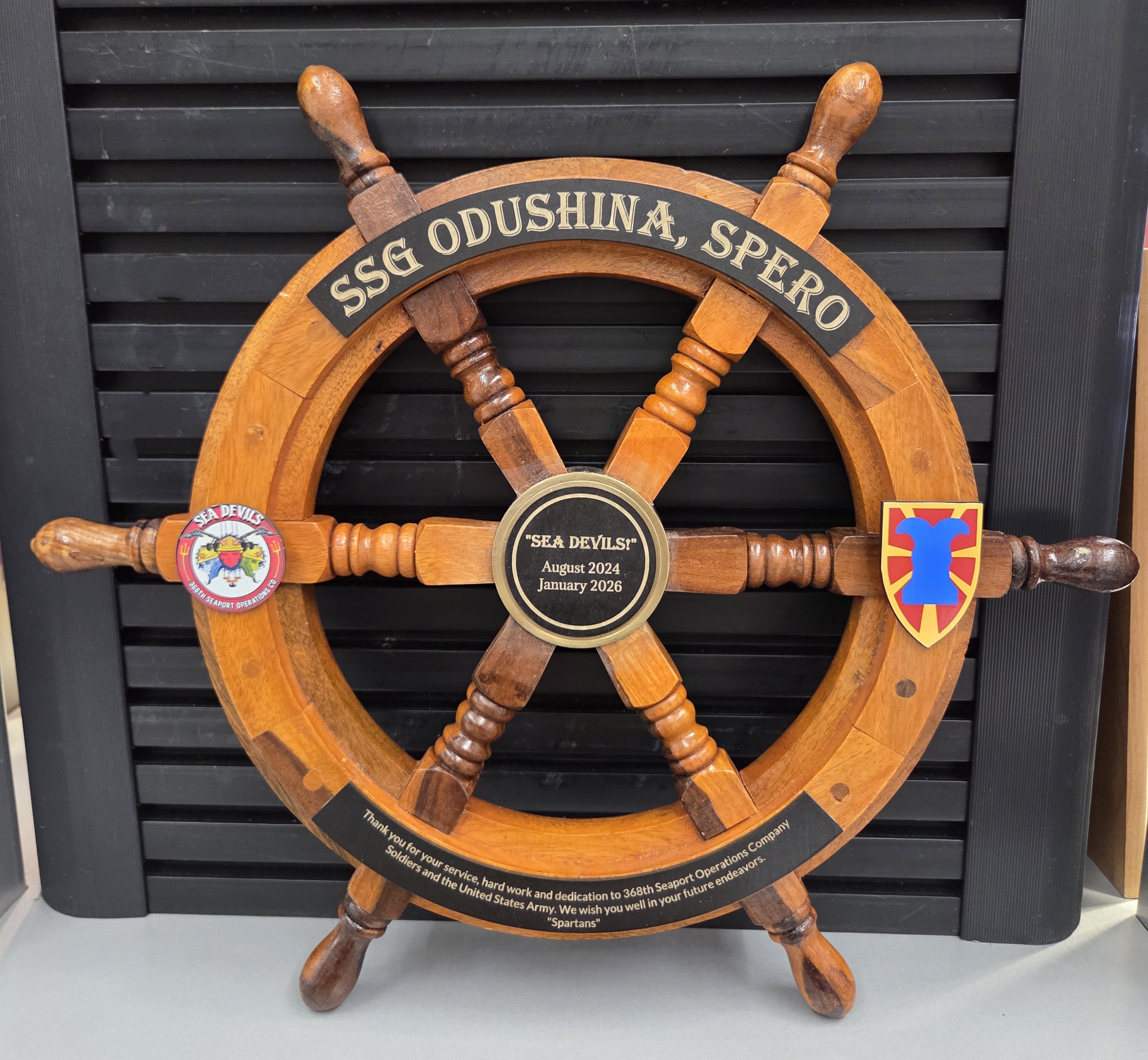 Sea Devils personalized ship wheel award
