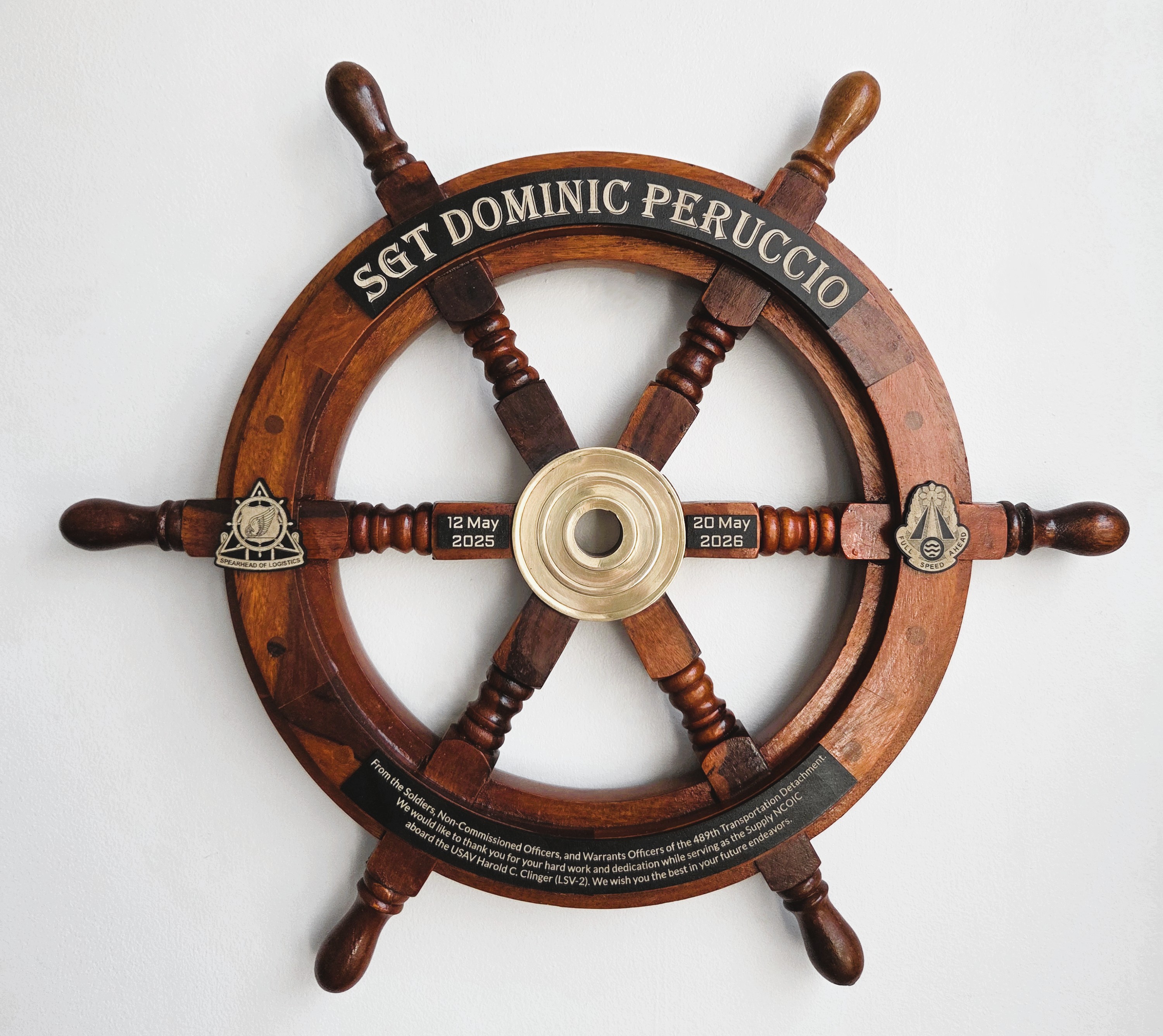 Personalized transportation ship wheel award