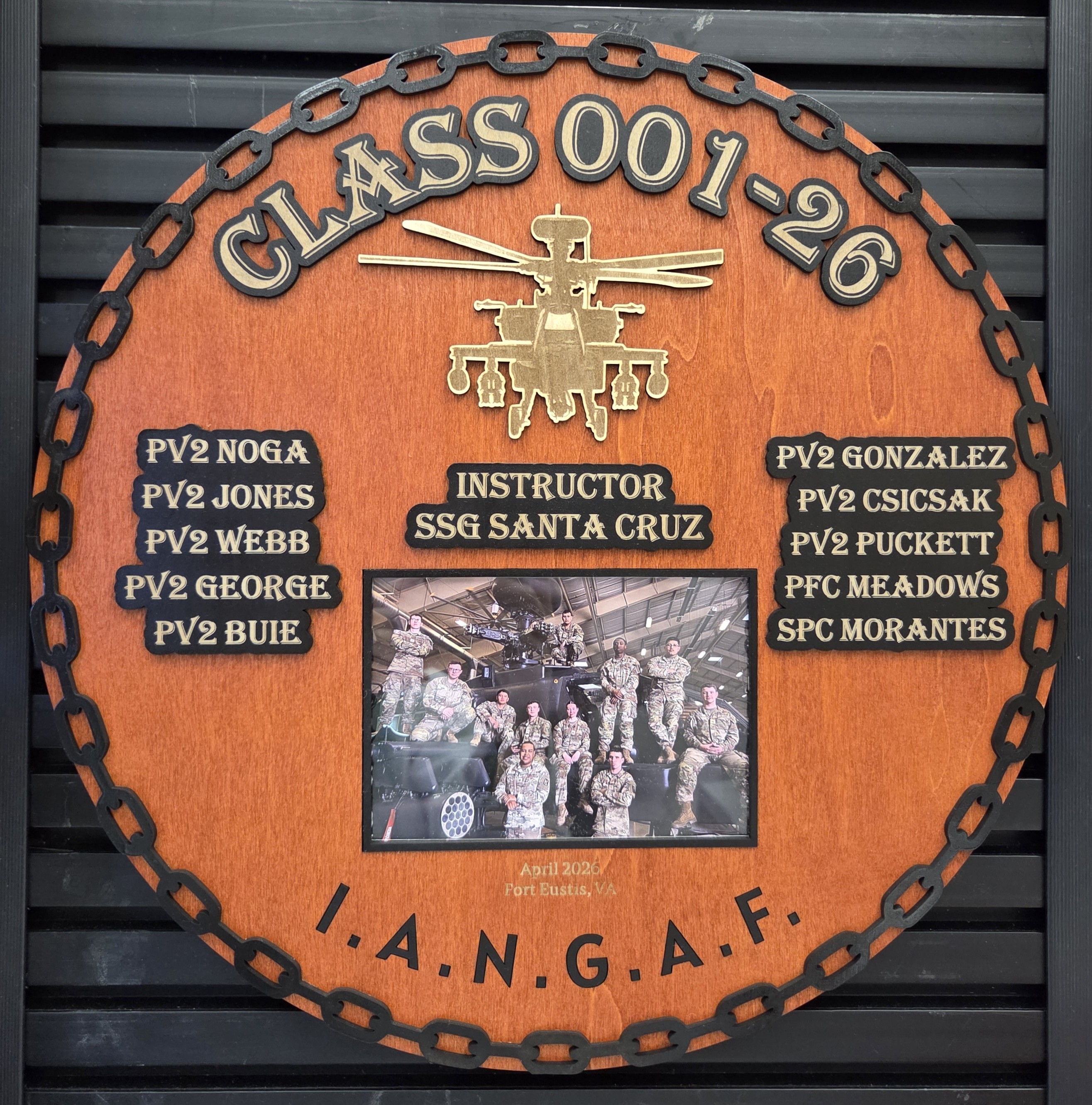 Aviation class 001-26 recognition plaque