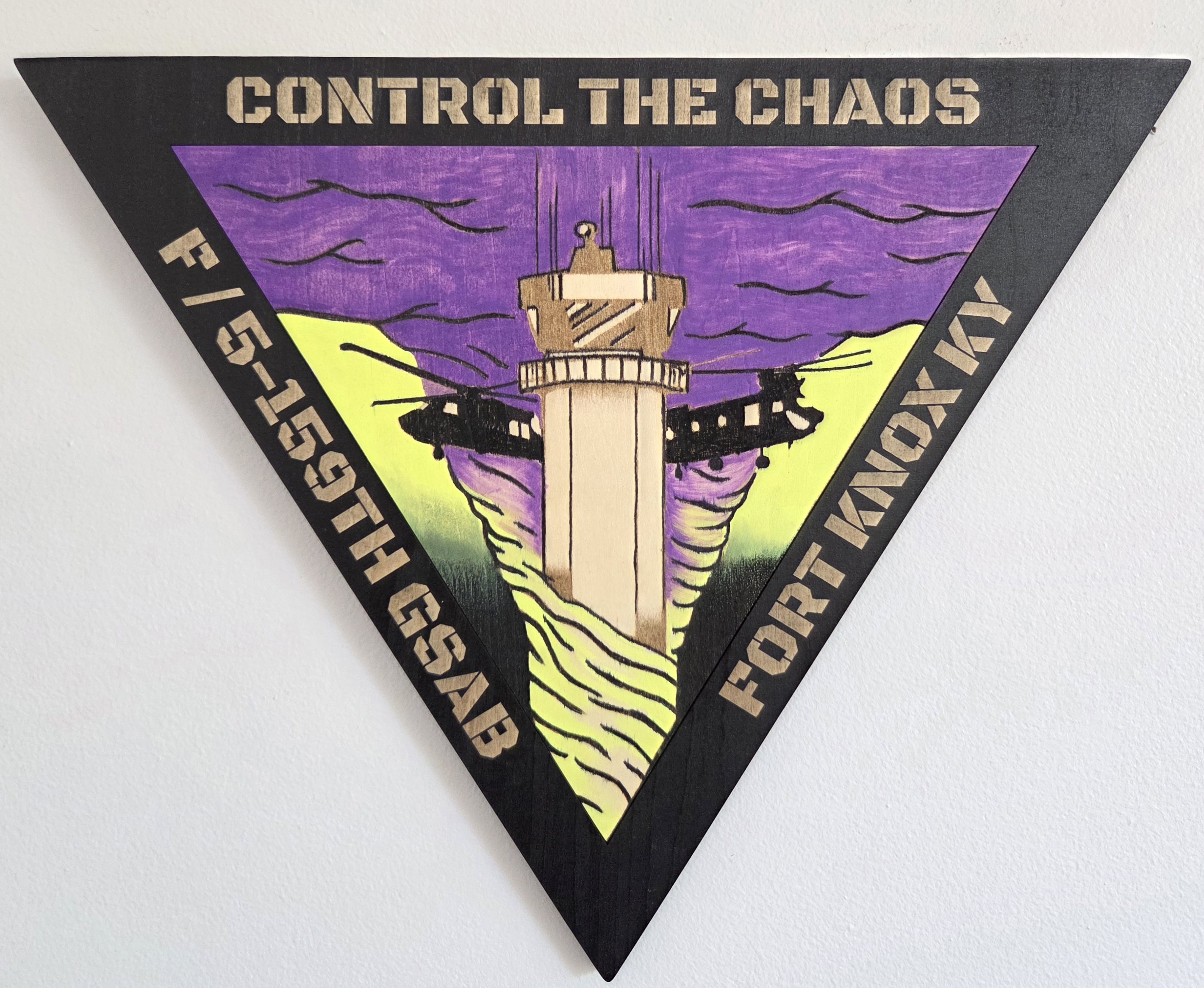 Control the Chaos aviation tower plaque