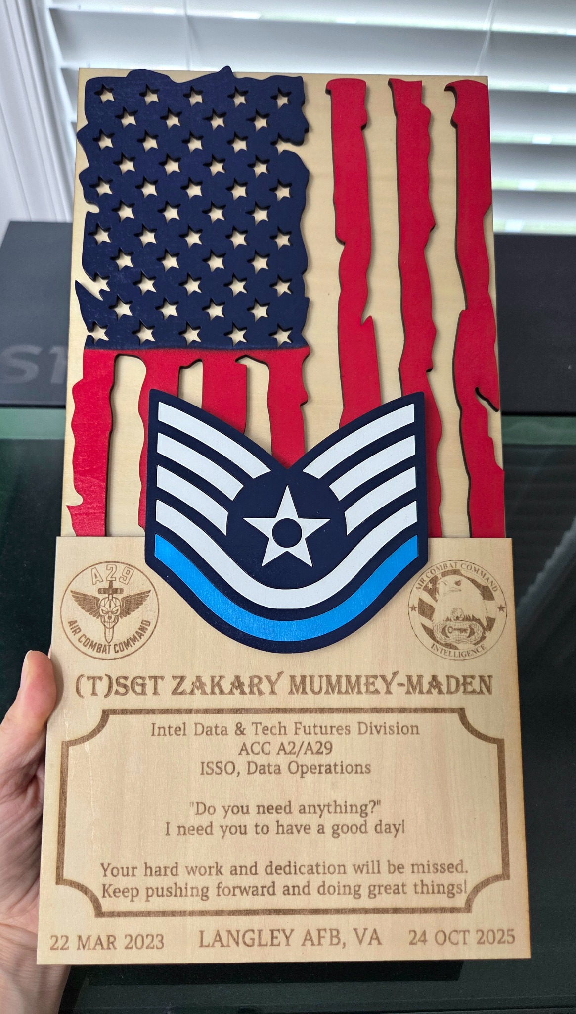 Air Force Retirement Flag Plaque
