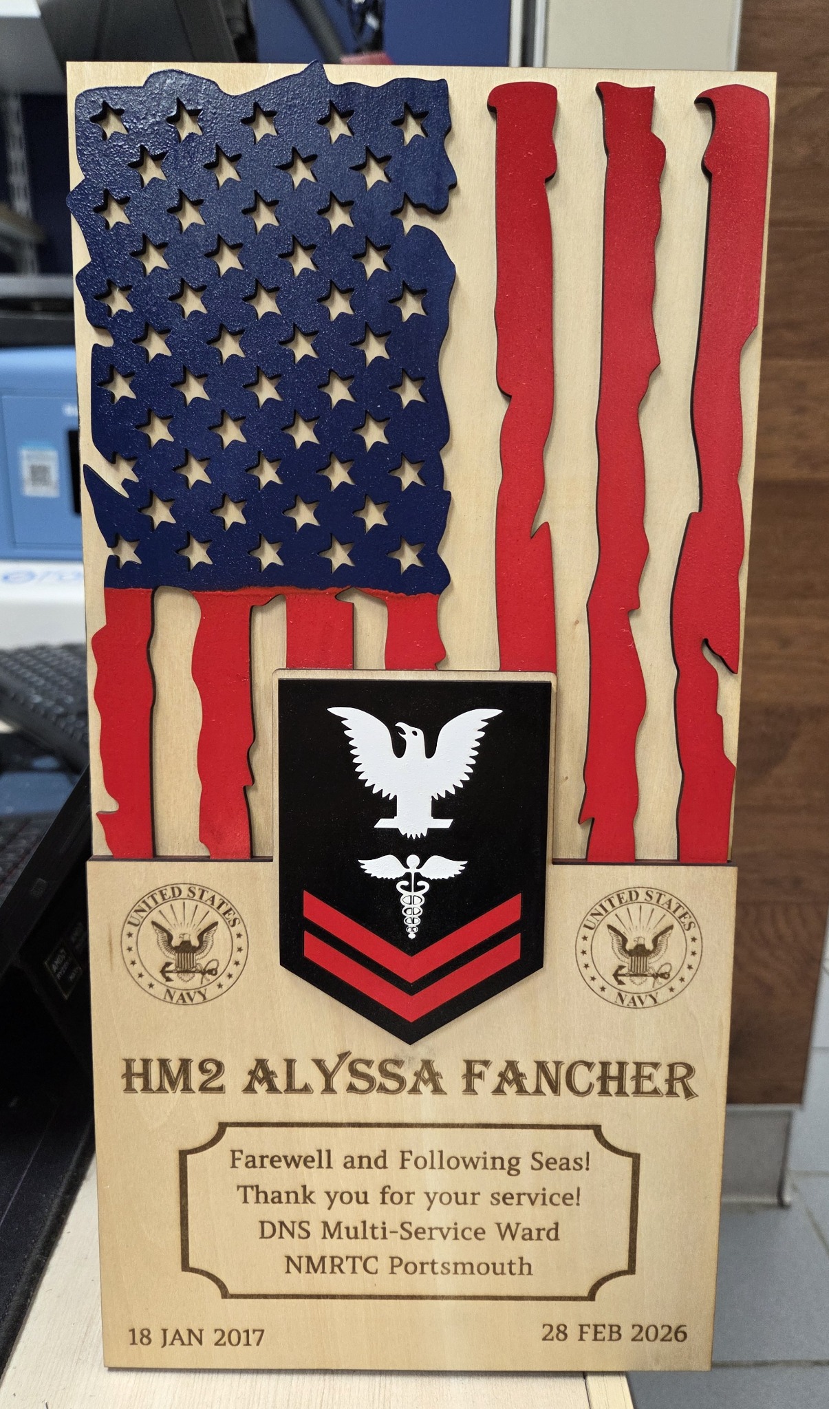Navy Service Recognition Plaque