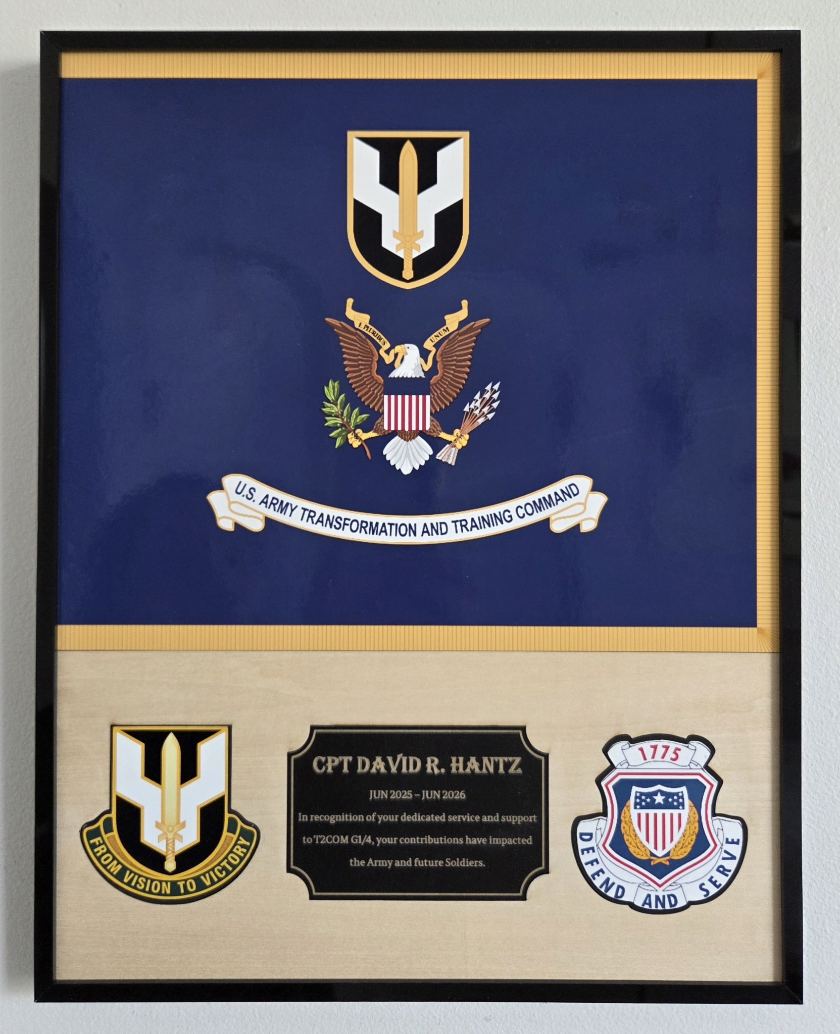 Command Recognition Shadow Plaque